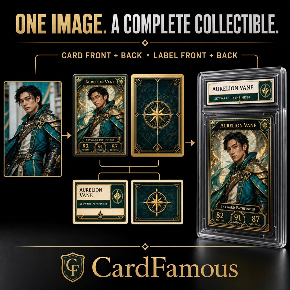 Complete CardFamous card, label and slab output