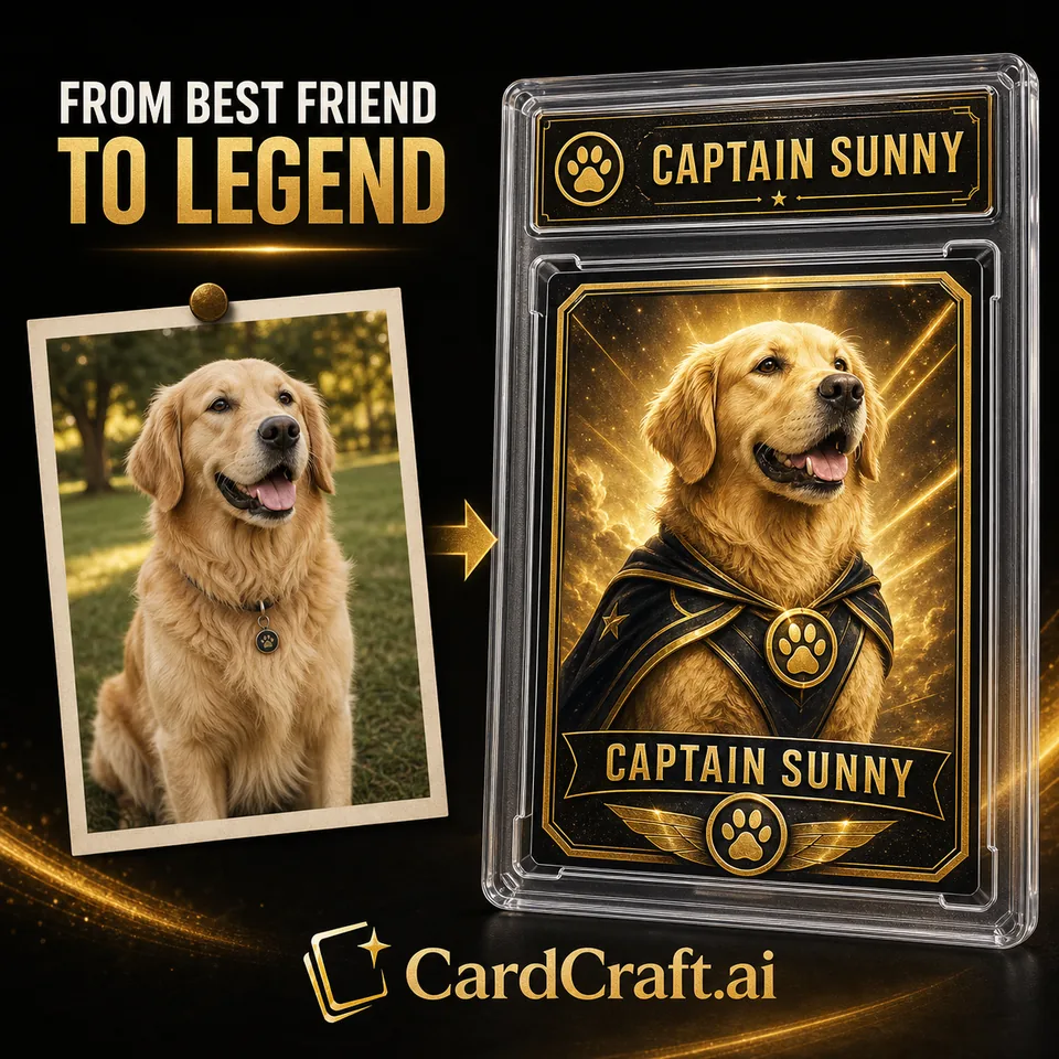 A favorite pet photo transformed into a CardFamous collectible